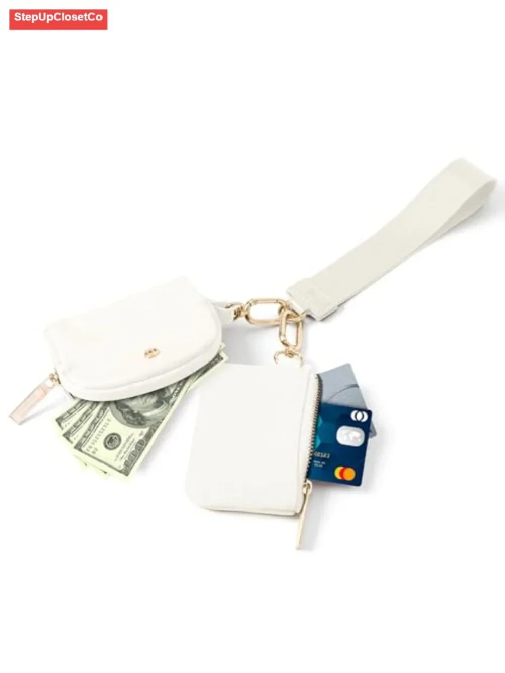 Nylon Mini Zip Around Wristlet Wallet Coin Purse with Detachable Pouches